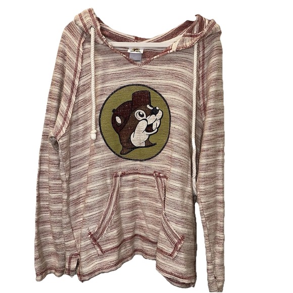 Buc-ees Baja‎ Hoodie Pullover & Shorts Knitted S Women Oversized Stripes - Picture 1 of 8